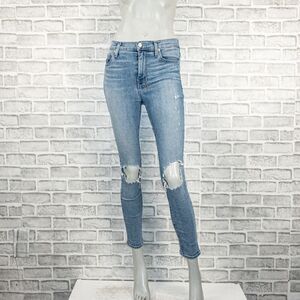 Ksubi Women's Hi & Wasted Crop Denim Jeans Ripped Distressed blue sz 26